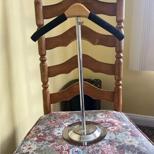 Elegant Chrome and Wood Valet Stand